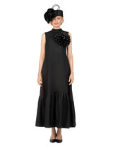 Luxury Flare Dress with Handcrafted Floral Detail
