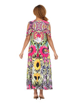 Vibrant Printed Cold-Shoulder Maxi Dress