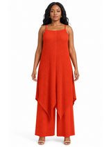 Pleated Asymmetrical Tunic 3pc Wide Leg Pant Set
