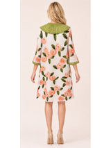 Pearl-Trim Pleated Collar Floral Print Mini Dress