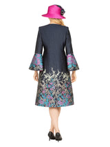 Luxe Brocade Coat&Silky Twill Dress Ensemble