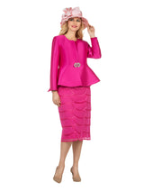 3pc Peplum Jkt&Scallop Shape Lace Skt Suit-Plus