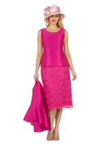 3pc Peplum Jkt&Scallop Shape Lace Skt Suit-Plus