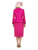 3pc Peplum Jkt&Scallop Shape Lace Skt Suit-Plus