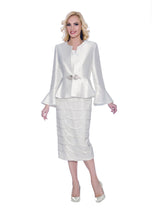 3pc Peplum Jkt&Scallop Shape Lace Skt Suit-Plus