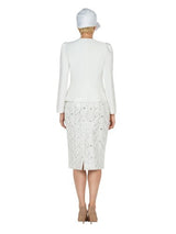 2pc Silky Twill Jkt&Sequined Lace Skirt Suit-Plus