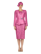 2pc Silky Twill Jkt + Sequined Lace Skirt Suit