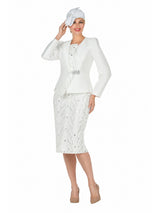 2pc Silky Twill Jkt + Sequined Lace Skirt Suit