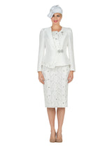 2pc Silky Twill Jkt + Sequined Lace Skirt Suit