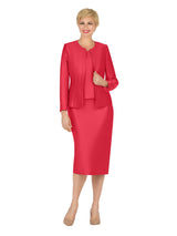 3pc Silky Twill Skirt Suit w/ Rhinestones