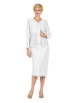 3pc Silky Twill Skirt Suit w/ Rhinestones