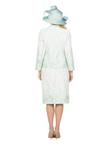 3pc Floral Print Brocade Peplum Jkt Skt Suit-Plus