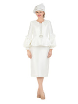 3pc Balloon Slv Peplum Jkt Skirt Suit-Plus