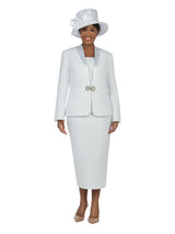 3pc Brocade Skirt Suit w/ Decorated Waistline