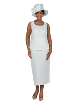 3pc Brocade Skirt Suit w/ Decorated Waistline