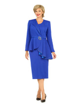 2pc Scuba Stoned Uneven Peplum Jkt+Skt Suit