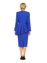 2pc Scuba Stoned Uneven Peplum Jkt+Skt Suit