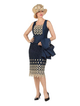 3pc Silk Twill/Lace Combo Two-tone Skirt Suit