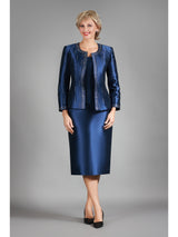 3pc Silky Twill Skt Suit w/ Meteoric Stones