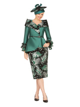 2pc Silky Twill&Jacquard Combo Skirt Suit