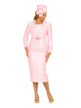 3pc Silky Twill Skt Suit w/ Cutouts & Stones-Plus