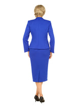 2pc Light Scuba Skirt Suit w/ Pleats & Stones