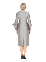 3pc Ruffle-Cuff Jkt, Cami&Fringe Pencil Skirt Suit