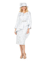 Metallic Brocade 2pc Skirt Suit w/ Asym Jkt - Plus