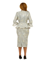 Metallic Brocade 3pc Suit w/ Organza Rfl Jkt-Plus