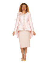 Silky Hi-Lo 2pc Suit w/ Textured Brcd Skirt-Plus