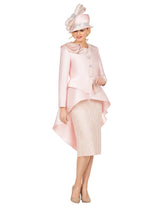 Silky Hi-Lo 2pc Suit w/ Textured Brocade Skirt