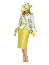Floral Brocade 3pc Skirt Suit w/ Peplum Jkt-Plus