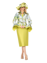 Floral Brocade 3pc Skirt Suit w/ Peplum Jkt