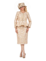 Couture Floral Embroidered 3-Piece Skirt Suit-Plus
