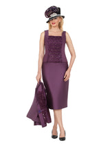 Embellished Lace & Silky Twill 3pc Skirt Suit-Plus