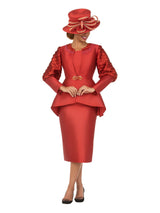 3pc Suit w/ Puff Slv&Sculpted Peplum Jkt-Plus