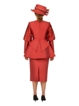 3pc Suit w/ Puff Slv&Sculpted Peplum Jkt-Plus