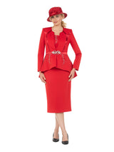 Crystal Elegance 3 Piece Peplum Skirt Suit-Plus