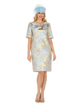 Short Slv Brocade Sheath Dress - Plus