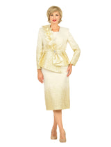 Metallic Brocade 3-Piece Peplum Skirt Suit