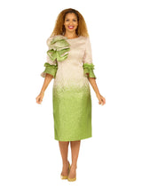 Metallic Brocade Ruffle-Shoulder Sheath Dress