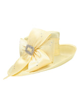 Side-flipped Medium Brim Hat w/ Flower Ribbon