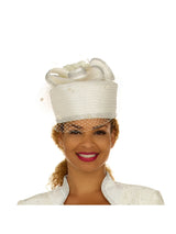 Sculpted Pillbox Hat with Veil & Feather Detail