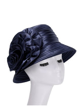 Satin Ribbon Small Brim Hat w/ Satin Flower
