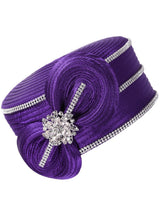 Jeweled Swirl Bow Pillbox Hat with Rhinestone Trim