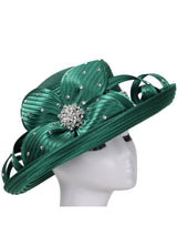 Rhinestone Med Brim Ribbon Hat w/ Flower