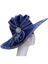 Wide Brim Rhinestoned Ribbon Hat