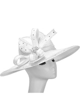 Wide Brim Rhinestoned Ribbon Hat
