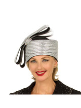 Massive Stoned Pillbox Hat w/ Stoned Ribbon Bow