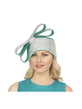 Massive Stoned Pillbox Hat w/ Stoned Ribbon Bow